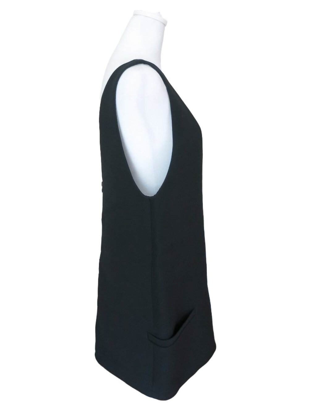 CHRISTIAN DIOR Black Wool Silk Crepe V-Neck Tank Overall Mini Dress 36 / 4 - Picture 9 of 13